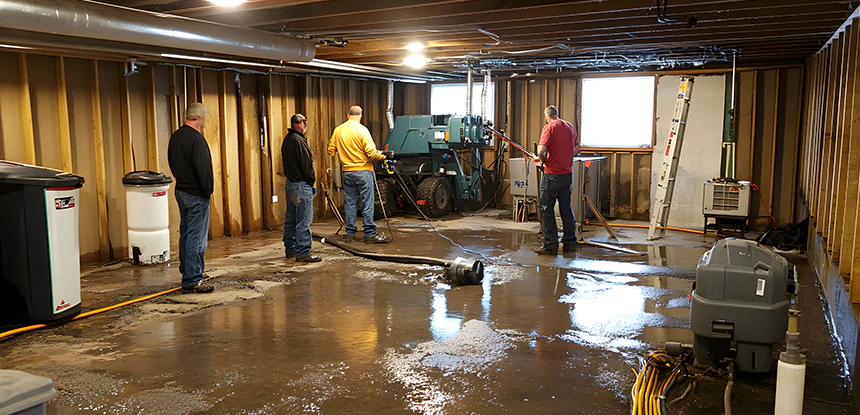 Cleaning Sewage From Basement Floor in Suches