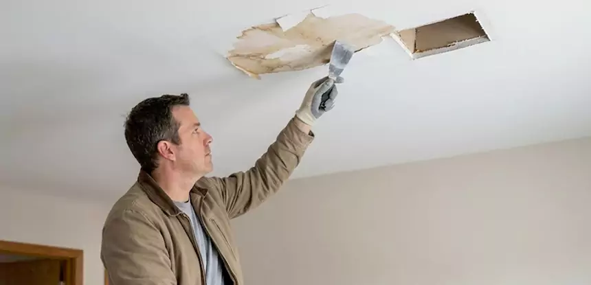 Ceiling Water Stain and Drywall Repair in Suches